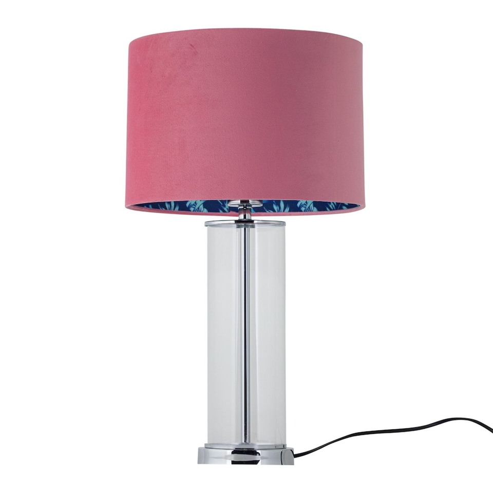 image 1 of Aura - Chrome Table Lamp with Pink Velvet Flamingo Shade | Chrome | Pink | Large | 1