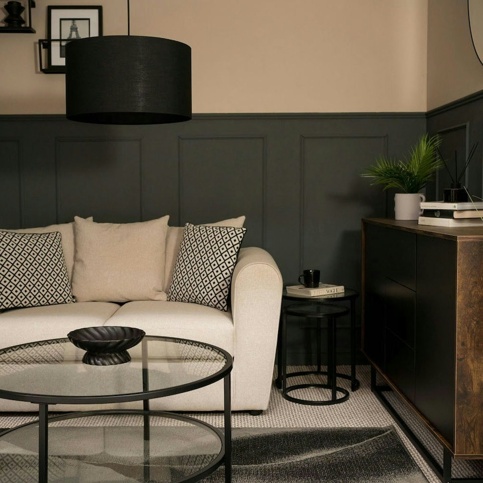 image 1 of ValueLights Reni Black Fabric Large Drum Shade