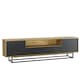 image 1 of TV Unit 200cm Oak Body with Black Doors and Drawer on Metal Base Multi | Oak & Black