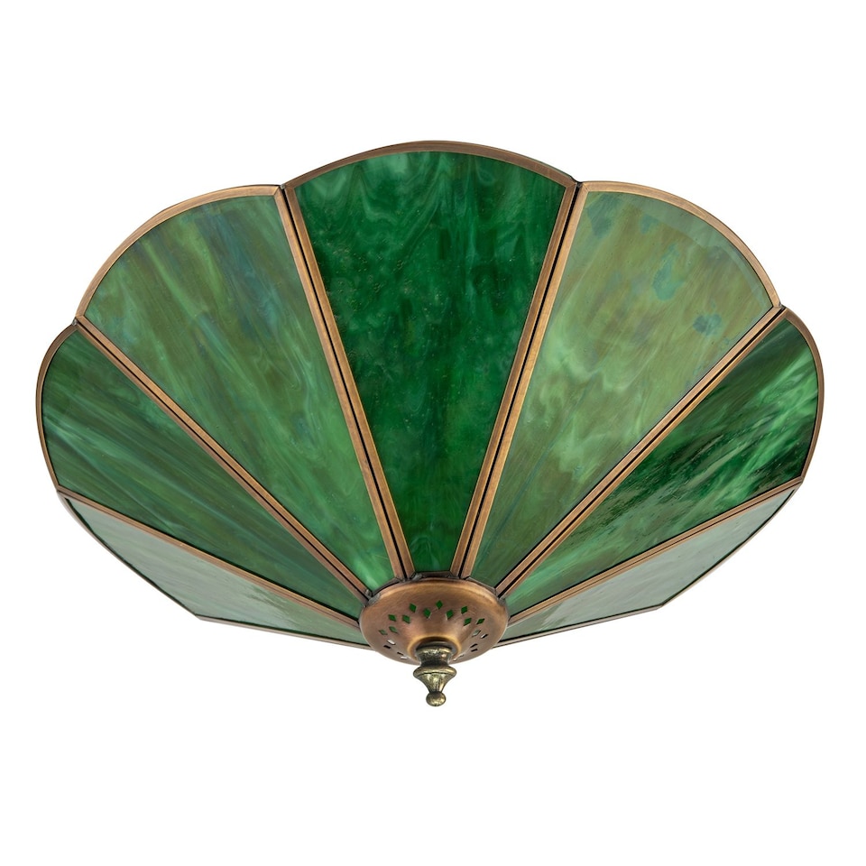 image 1 of Green Toned Chic Tiffany Glass Easy Fit Pendant Shade with Chains