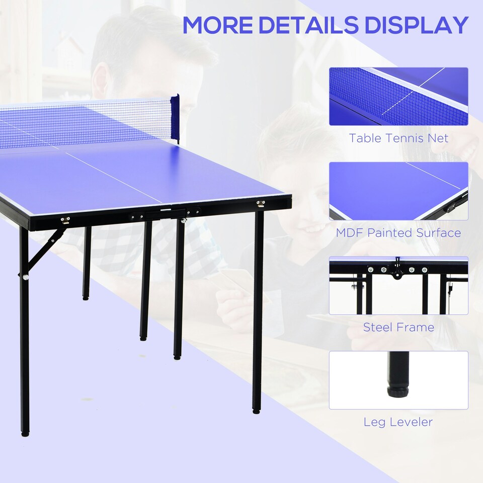 image 1 of HOMCOM Folding Mini Table Tennis Portable Ping Pong Set Games Play Sport w/ Net