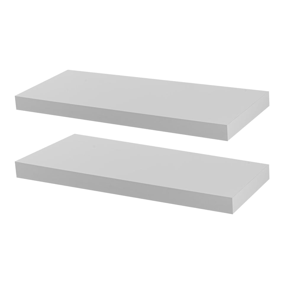 image 1 of Harbour Housewares Modern Floating Wall Shelves - 60cm - White - Pack of 2