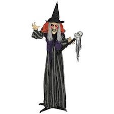 Outsunny Voice Activated Halloween Animatronics Standing Witch & Skull Staff