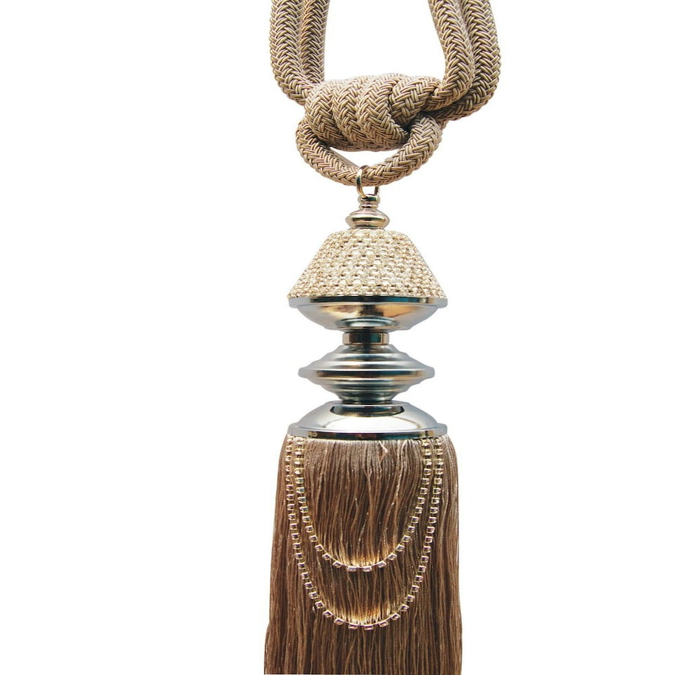 image 1 of Intimates Diamante Rope Tassel Curtain Tieback Cream | Cream