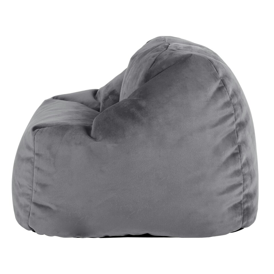 image 1 of icon Kids Aurora Velvet Bean Bag Chair Charcoal Grey Childrens Bean Bags Grey | Grey