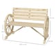 image 4 of Outsunny 2 Seater Garden Bench w/ Wooden Cart Wagon Wheel Natural 