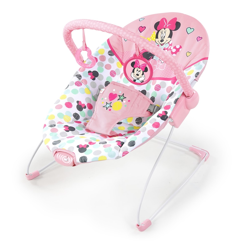 image 1 of Bright Starts Disney Baby Minnie Mouse Spotty Dotty Vibrating Bouncer Pink 12229 | Pink | Pink | One Size | 1
