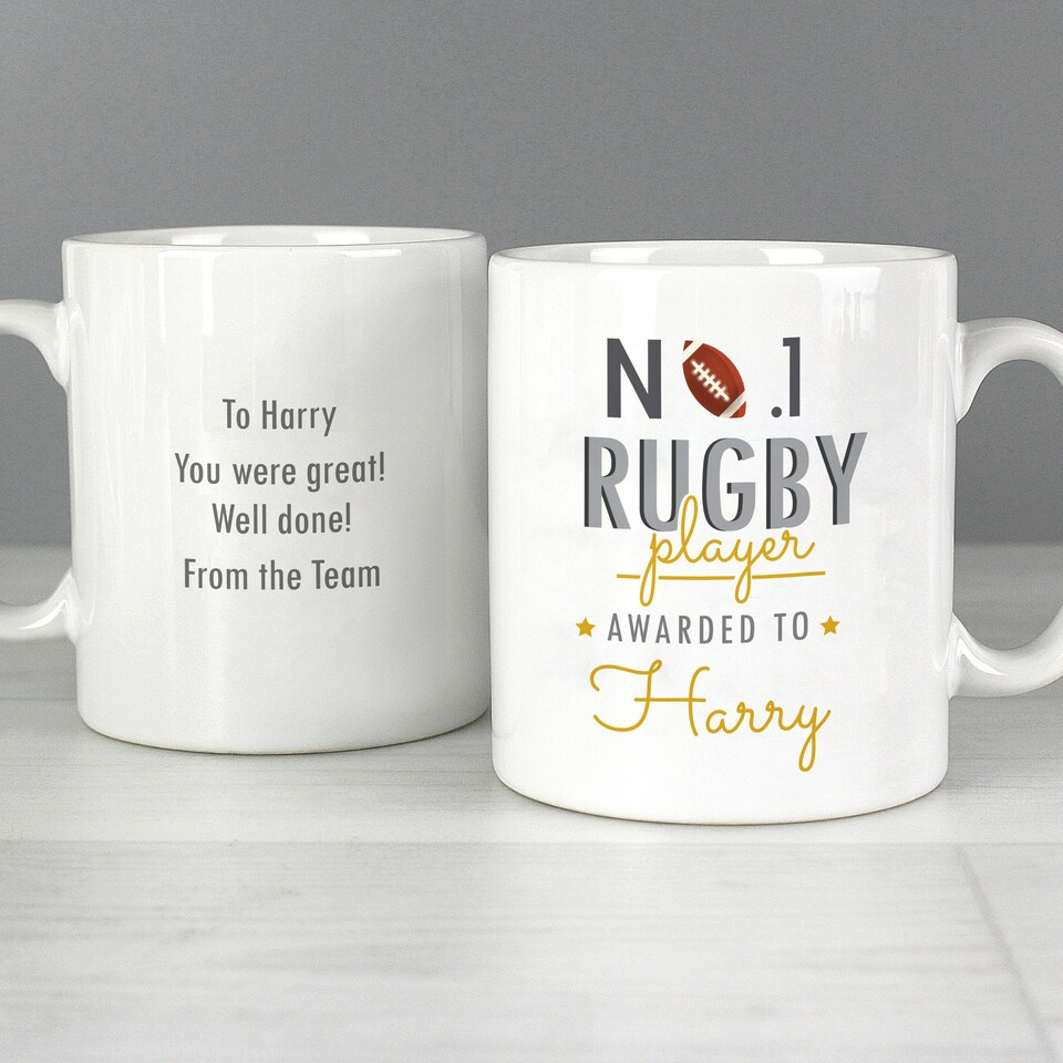 image 1 of Personalised No.1 Rugby Player Mug White