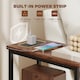 image 3 of HOMCOM Side Table, Narrow Bedside Table with Charging Station, 2 Drawers | Brown | Rustic Brown