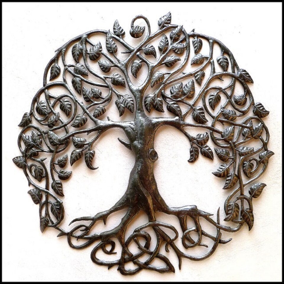 image 1 of Tree of Life Metal Wall Decor - Large 59cm (23") Iron Art for Garden & Home Indoor/Outdoor Wall Hanging