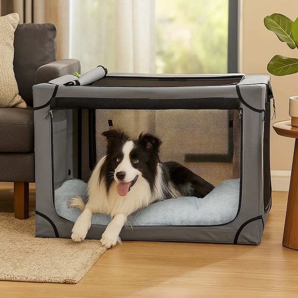 image 1 of Skylos Pet Bed Extra Large Dog Cushion Plush Washable Pet Crate Pad Mat | Grey | 120 x 90cm | One Size