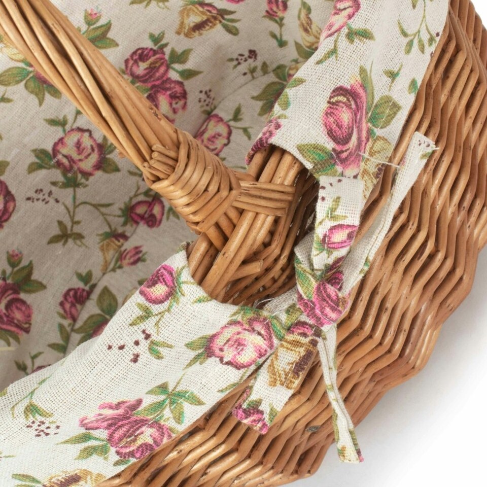 image 1 of Double Steamed Oval Shopping Basket With Rose Lining | Multi | Garden Rose | S