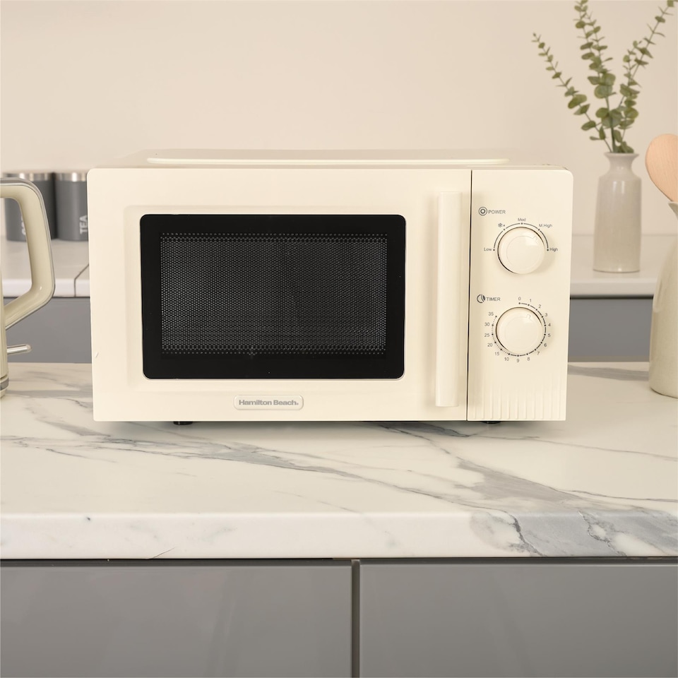 image 1 of Hamilton Beach Miami Manual 800W Microwave - Sand