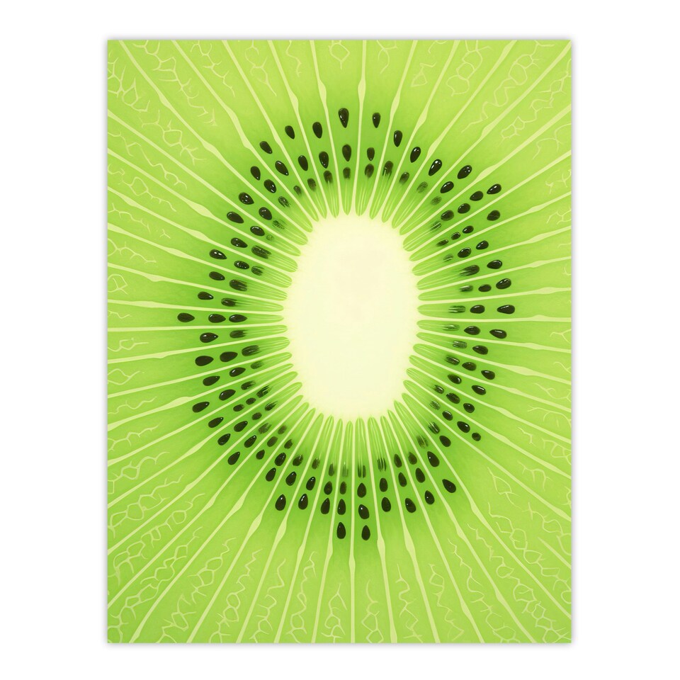 image 1 of Kiwi Fruit Slice Minimalist Kitchen Interior Black Framed Wall Art Print A4