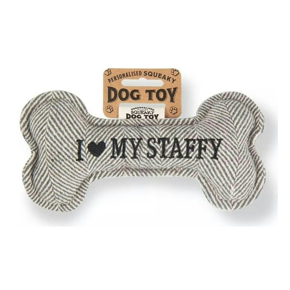image 1 of History & Heraldry Pre-Personalised Squeaky Bone Dog Toy - Staffy