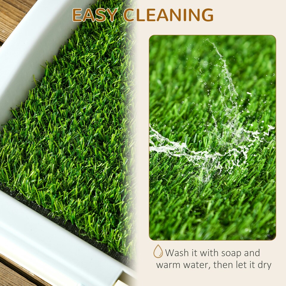 image 1 of PawHut Dog Toilet Indoor w/ Artificial Grass, Grid Panel, Tray, 63 x 48.5cm