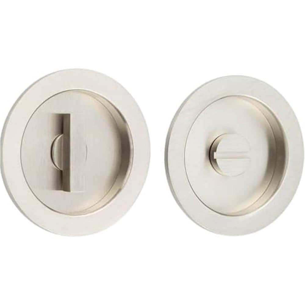 Elegant Satin Nickel Circular Turn & Release Privacy Lock - Door Handle