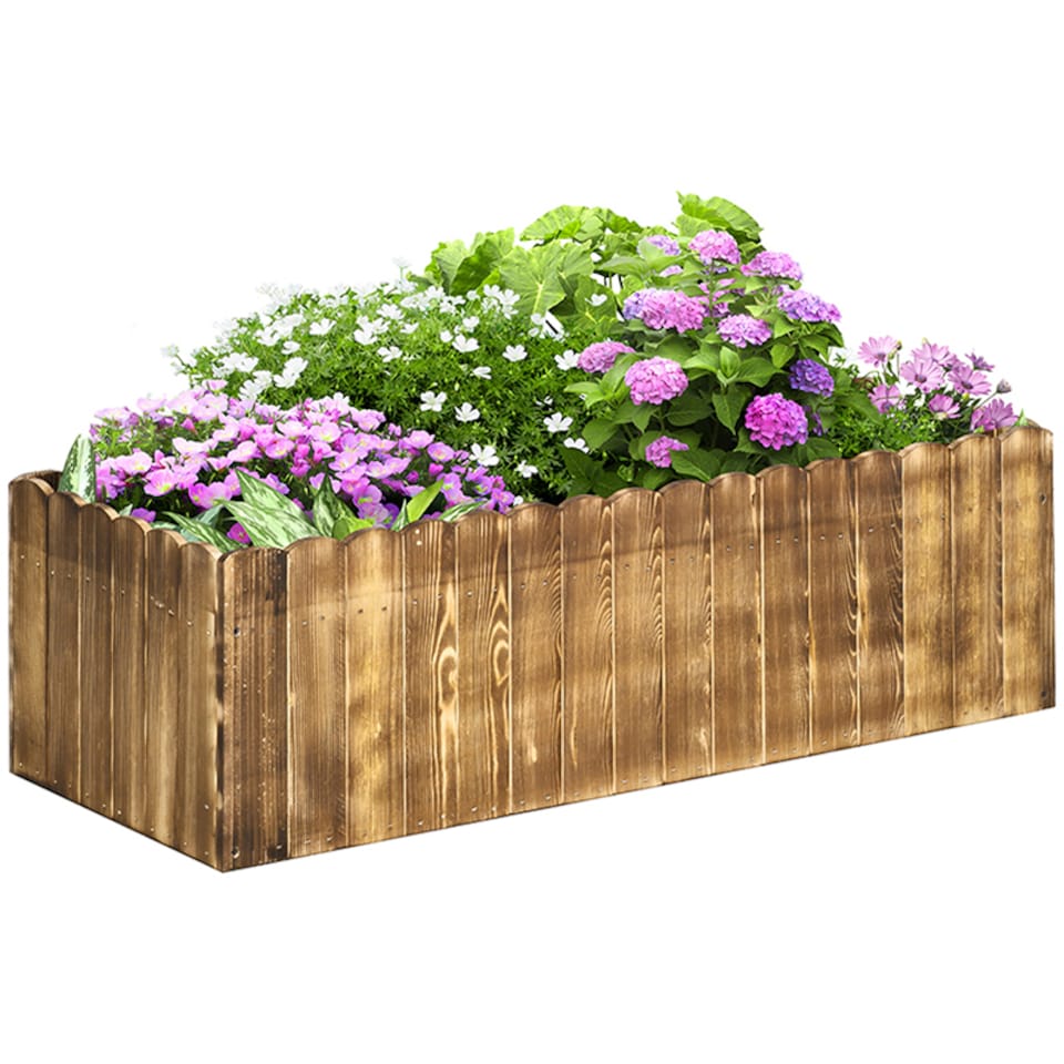 image 1 of Outsunny 109L Raised Flower Bed Garden Container Box Planter Display Wood | Brown | Natural Wood Color