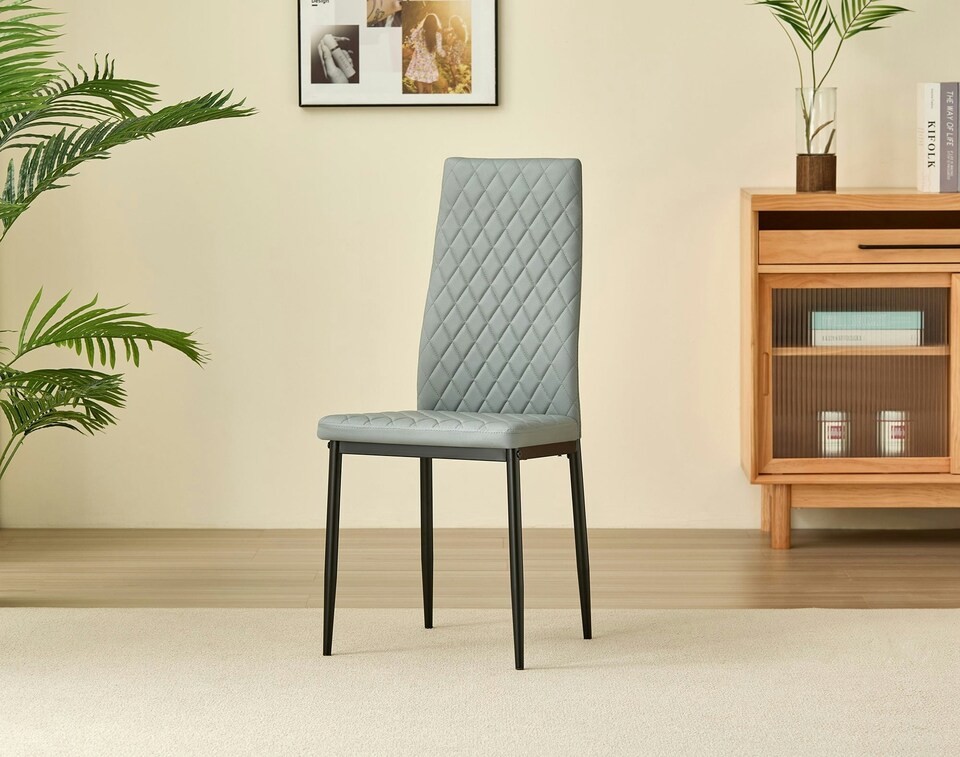 image 1 of Emily Leather Comfort Dining Chairs - Set of 4 | Grey