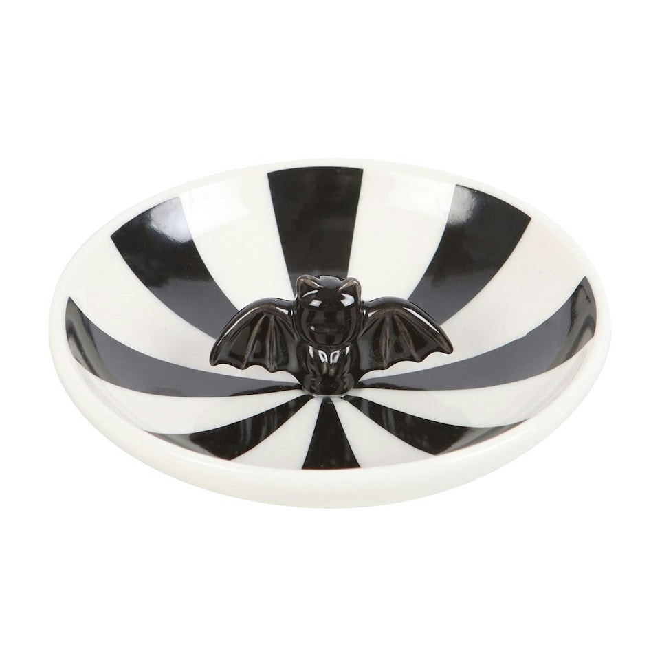 image 1 of Something Different Striped Bat Trinket Dish - White/Black - One Size