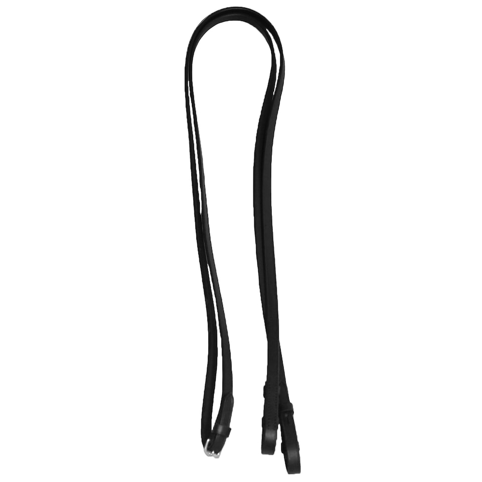 image 1 of Hy Plain Leather Reins - Black - Pony