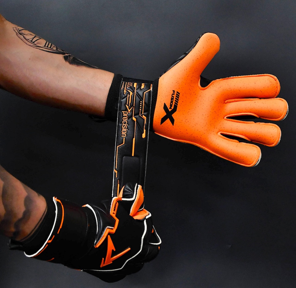 image 1 of Precision Fusion X Pro Surround Quartz Wider Hand Professional Football Adult's Goalkeeper Gloves, Black, 8.5