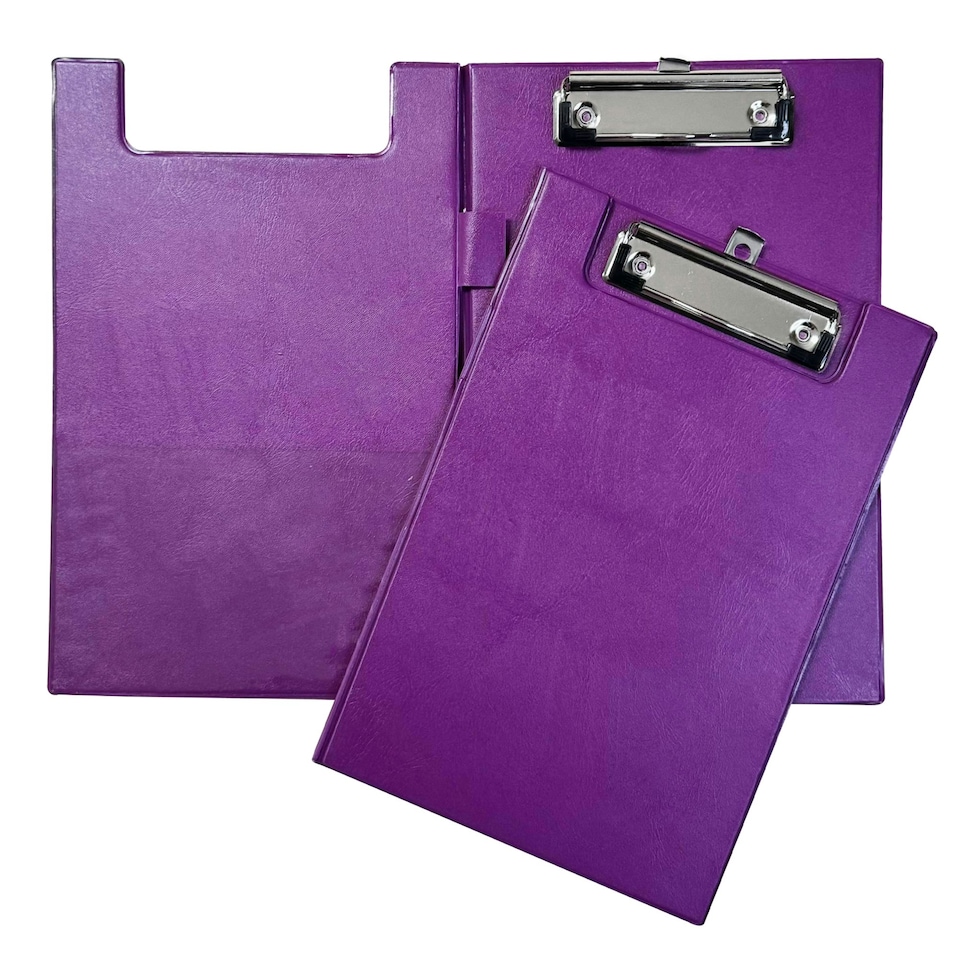 image 1 of A5 Purple Foldover Clipboard with Pen Holder