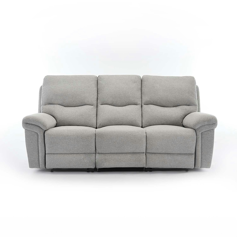image 1 of Fosse 3 Seater Manual Recliner Fabric Sofa Grey | Light Grey