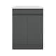 image 1 of AICA 600mm Matte Anthracite Bathroom Vanity Unit With Basin Double Door Floor Standing Design Flat Packed