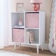image 2 of OHS 2 Pack Folding Storage Cubes Soft Matte Velvet Collapsible Home Modern Storage Organiser Space Saving Square Ottoman Boxes Pink | Blush Pink