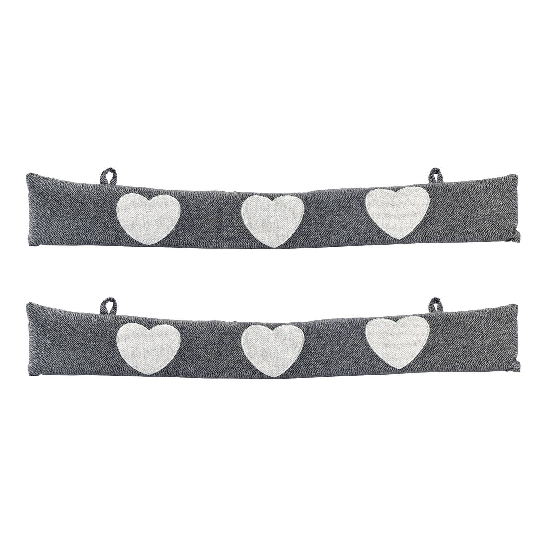 Nicola Spring Herringbone Draught Excluders - 78.5cm - Heart - Pack of 2 in Grey
