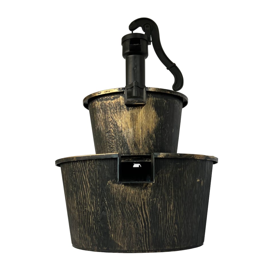 image 1 of 2 Tier Cascading Barrel Garden Water Pump Fountain Feature