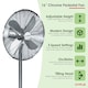 image 2 of Oypla Electrical 16" Inch 40cm Chrome Metal Pedestal 3 Speed Stand Fan Cooling