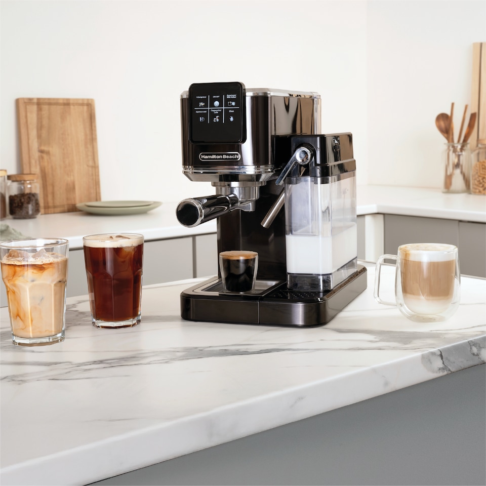 image 1 of Hamilton Beach BaristaPro Plus Touch 8-in-1 Espresso Machine Black