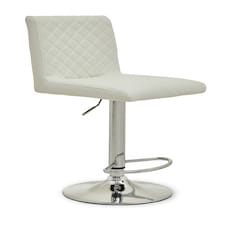 Interiors by Premier Baina White And Chrome Bar Stool With Round Base