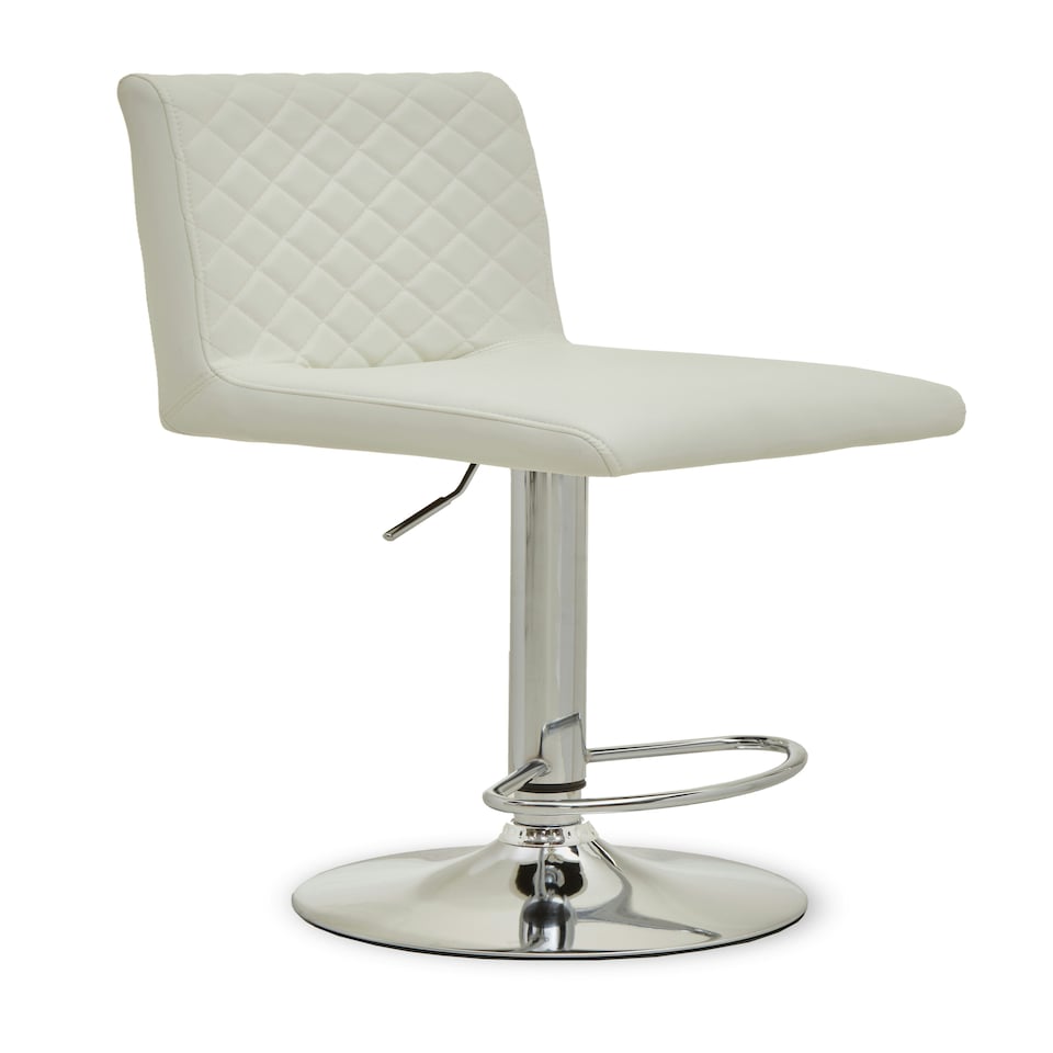 image 1 of Interiors by Premier Baina White And Chrome Bar Stool With Round Base