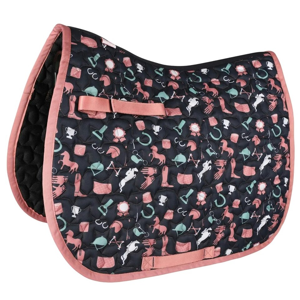 image 1 of Little Rider Pony Passion Horse Saddlepad - Blush/Navy - Pony/Cob