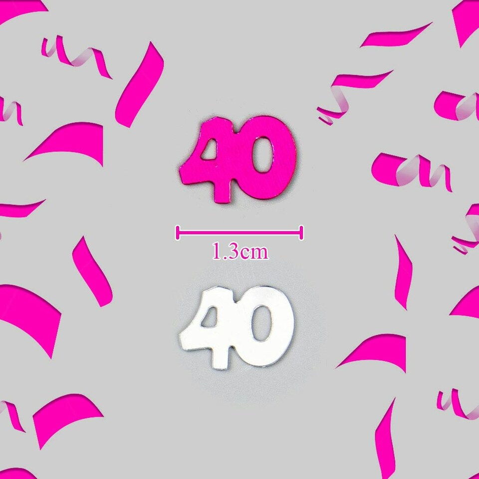image 1 of 5 Pks 14g Shatchi 40th Happy Birthday Pink & Silver Confetti