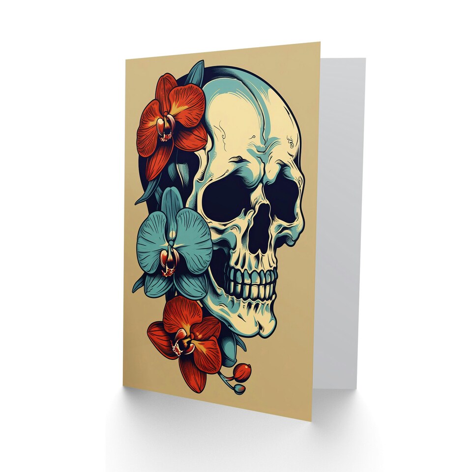 image 1 of Skull Orchid Flowers Goth Wife Birthday Card