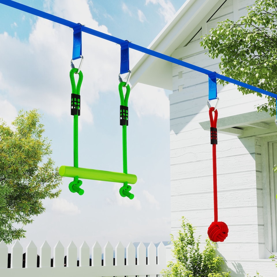 image 1 of AIYAPLAY 10-Piece Zip Line for Kids, for Outdoor, Garden, Multicoloured