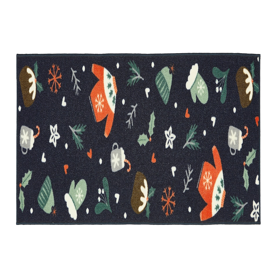 image 1 of Floormatters Printed Loop Seasons Greetings 2pcs Mat and Runner 40X60 & 50X150