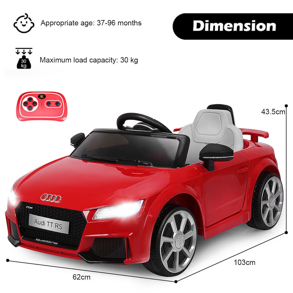 image 1 of COSTWAY 12V Children's car Licensed Audi TTRS Red