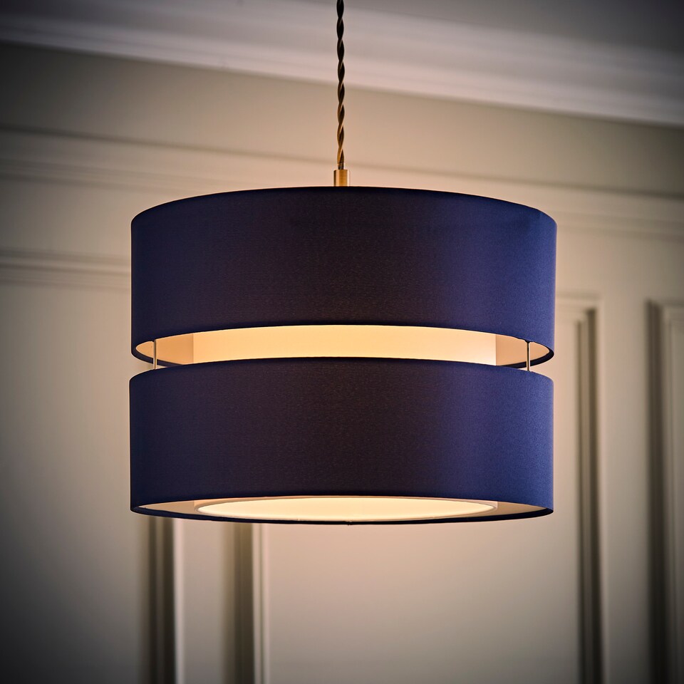 image 1 of ValueLights Sophia Large Navy 2 Tier Ceiling Light Shade | Blue