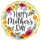 image 1 of Happy Mother's Day Floral Wreath Round Foil Helium Balloon 46cm / 18 in | Multi