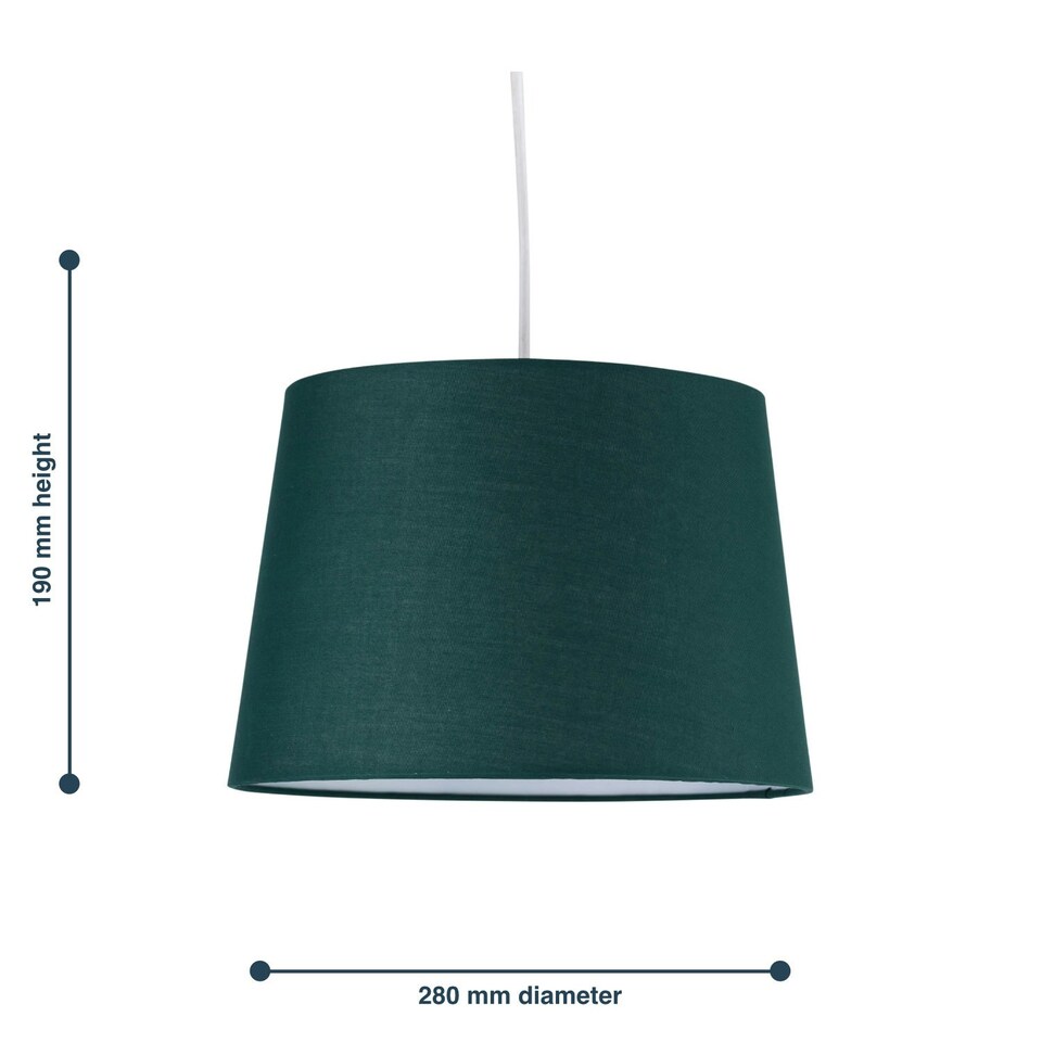 image 1 of Dark Green Cotton 28cm Tapered Cylinder Pendant or Lamp Shade Green