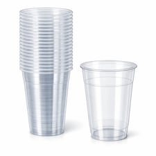 Hero Disposable Pint Cups Glasses Clear Plastic Tumblers, Food Grade Cold Drink Cups, UKCA Marked, Lined Pint Measure, Recyclable Party Cups | Clear | Clear | Pint | 50