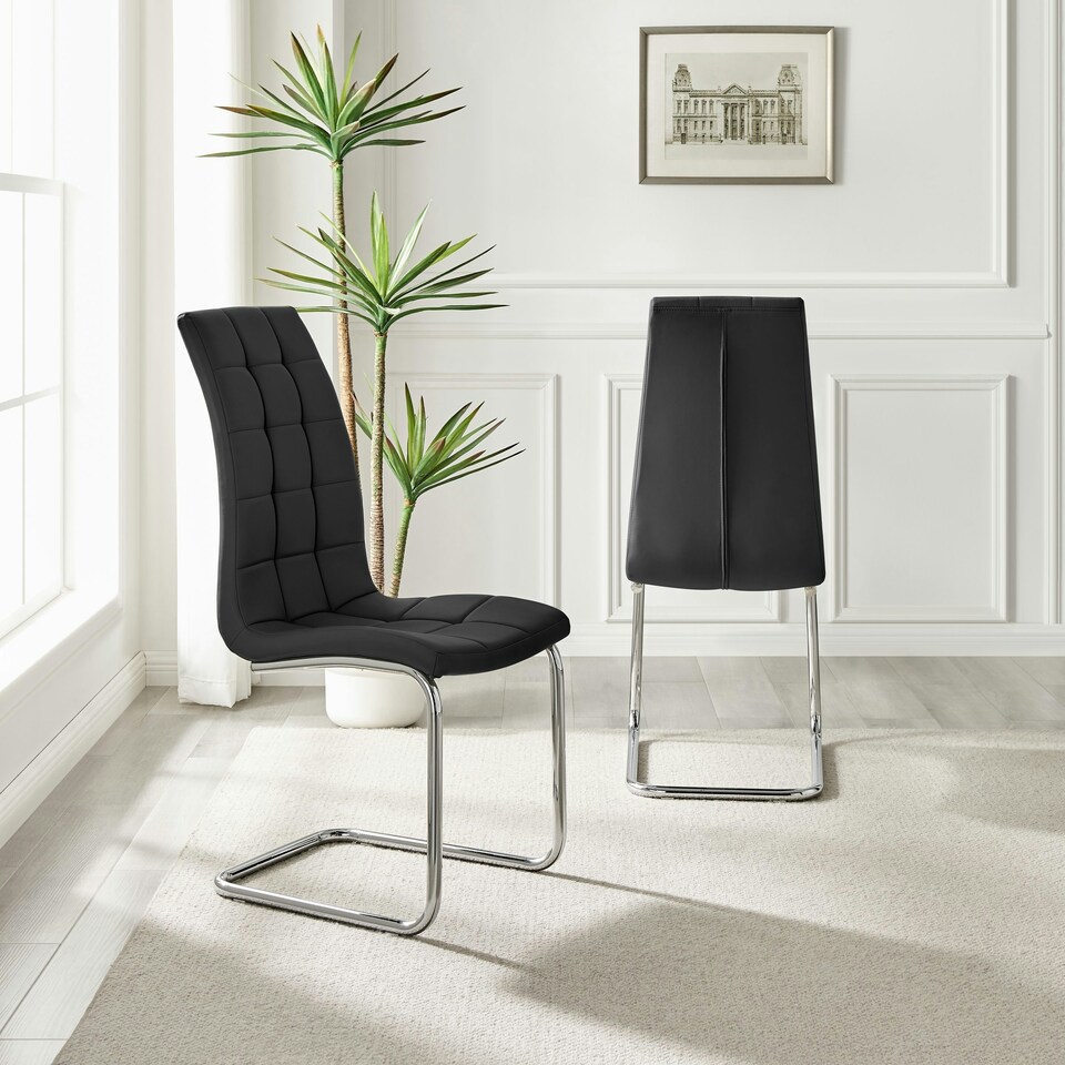 image 1 of Furniturebox 2x Deep Foam Cushioned Black Murano Dining Chairs