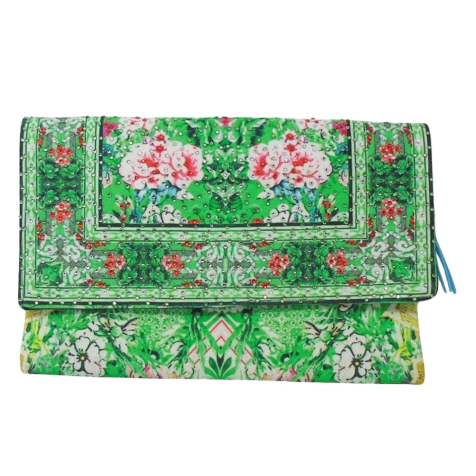 image 1 of Inoa Versailles Gardenia Clutch Bag | Green | Green | One Size | 1