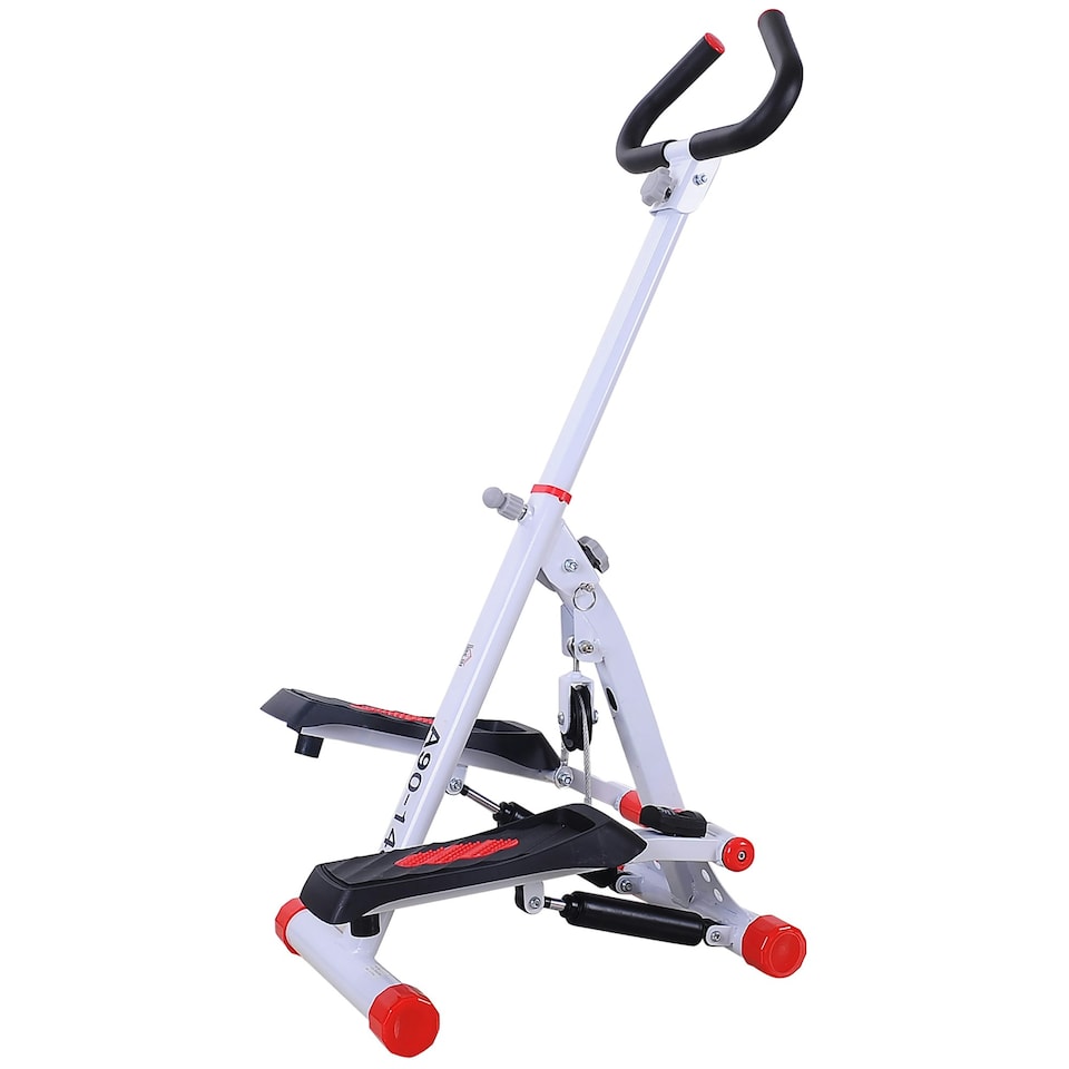 image 1 of HOMCOM Foldable Stepper Adjustable Step Machine w/ Handlebar LCD Display, White