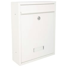 Burg-Wachter Trent Wall Mounted Galvanised Steel Lockable Post Box - 26x34x9cm White